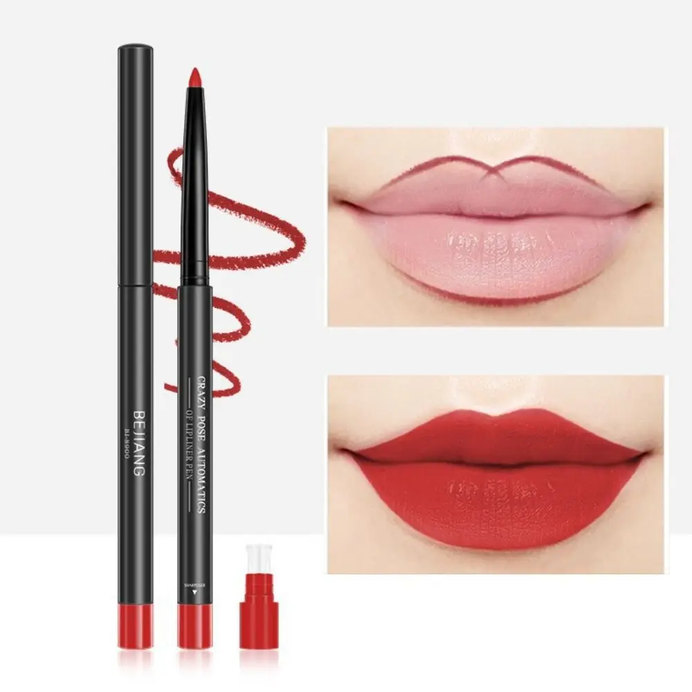 

6 Colors Matte Lipstick Pen Velvet Lipliner Pencil High Quality Automatic Rotary Lip Liner Non-stick Cup Lipliner Pencil