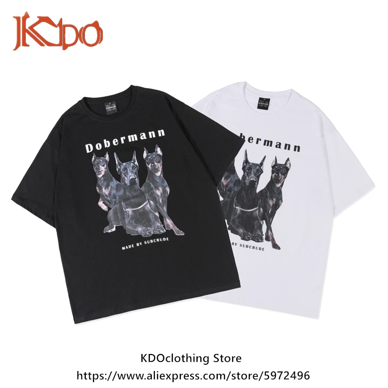 

Fashion Dog Printed Short Sleeve T-shirt Male and Female Couplewear Top Personality Street Loose Half Sleeve Tee Hip Hop Cottom