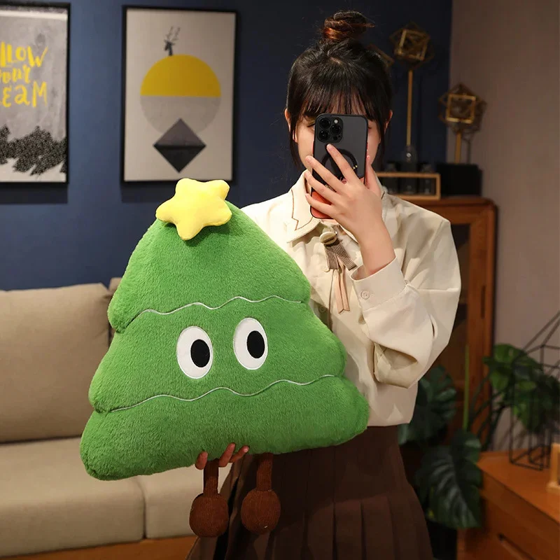 Мягкая плюшевая подушка в виде рождественской елки декоративная для дома