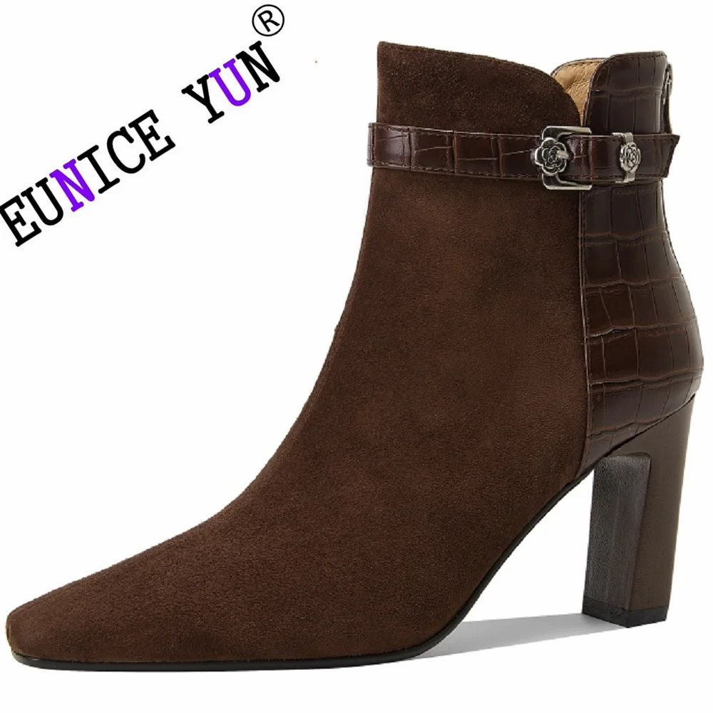[EUNICE yun】новые Брендовые женские ботинки ручной работы из натуральной кожи с