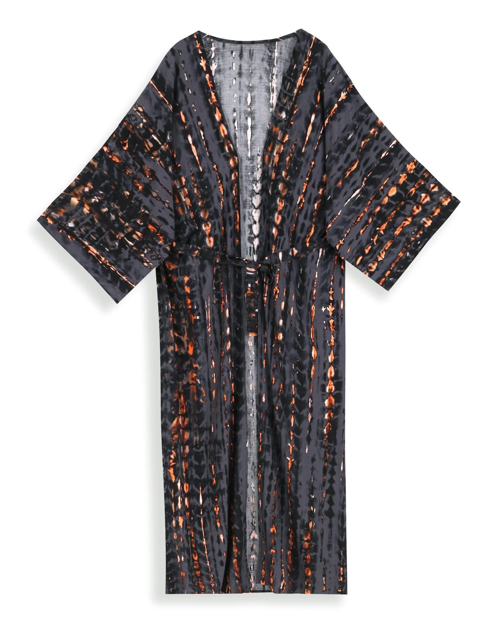 Женское длинное платье-кимоно в полоску голубое богемное платье пляжная одежда