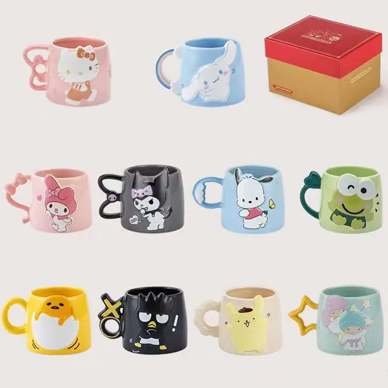 

Sanrio Kuromi Cartoon Coffee Mug Hellokitty My Melody Cinnamoroll Pom Pom Purin Gemini Ceramic Tea Cup Breakfast Milk Juice Mug