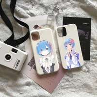 re zero rem cute girl phone case candy color for iphone 6 7 8 11 12 13 s mini pro x xs xr max plus