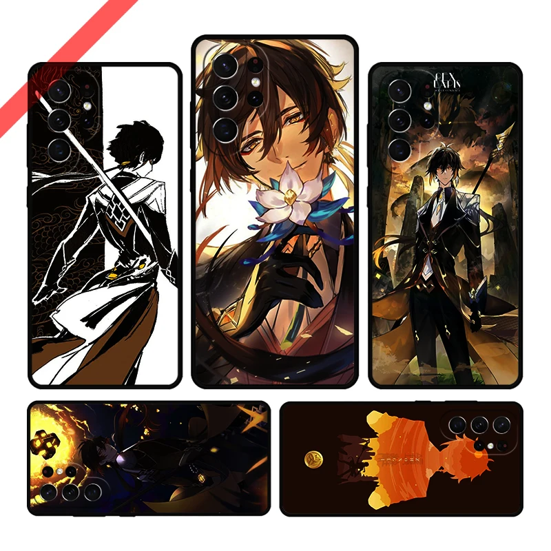 Чехол для телефона Genshin Impact Zhongli Samsung Galaxy S20 FE S21 S10 S23 Plus S24 S22 Ultra Coque Note20 Note10 S9 S8