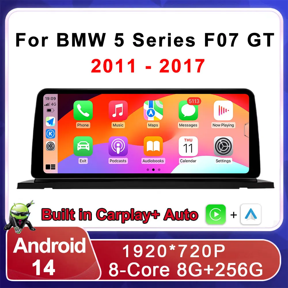 Автомобильный плеер мультимедийное радио стерео Android 14 для BMW 5 серии F07 GT 2011-2017 CIC