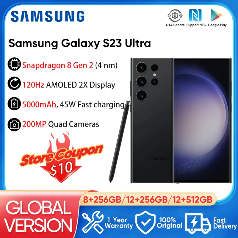 2023 Samsung Galaxy S23 Ultra Smartphone 256GB/512GB Snapdragon 8 Gen 2 Android 13 Phone 6.8