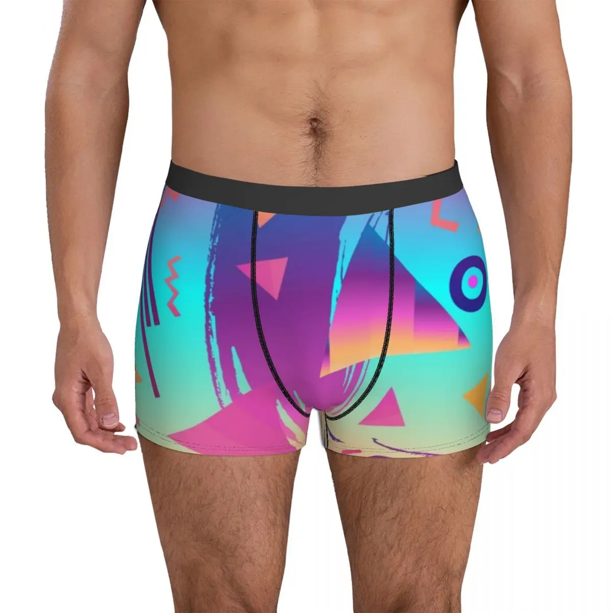 

Cyberpunk Memphis 70s Underwear Graffiti Art Print Breathable Underpants Printing Shorts Briefs 3D Pouch Large Size Boxer Shorts
