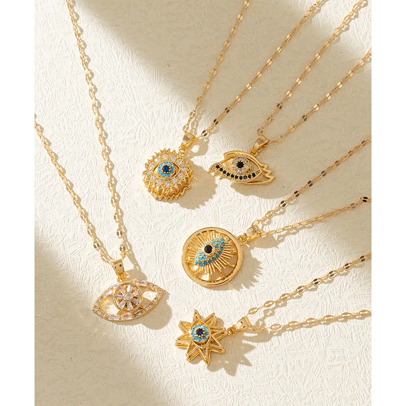 

Devil's Eye Rotating Necklace Women's Light Luxury Micro-encrusted Zircon Sweater Chain Jewelry for Women