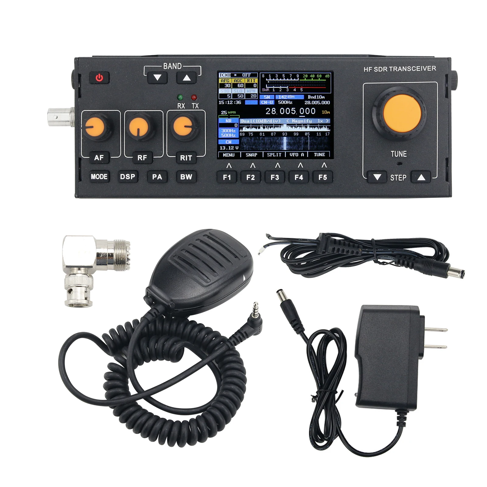 

RS-918 15W HF SDR Transceiver MCHF-QRP Transceiver Amateur Shortwave Radio w/ Handheld Mic Charger