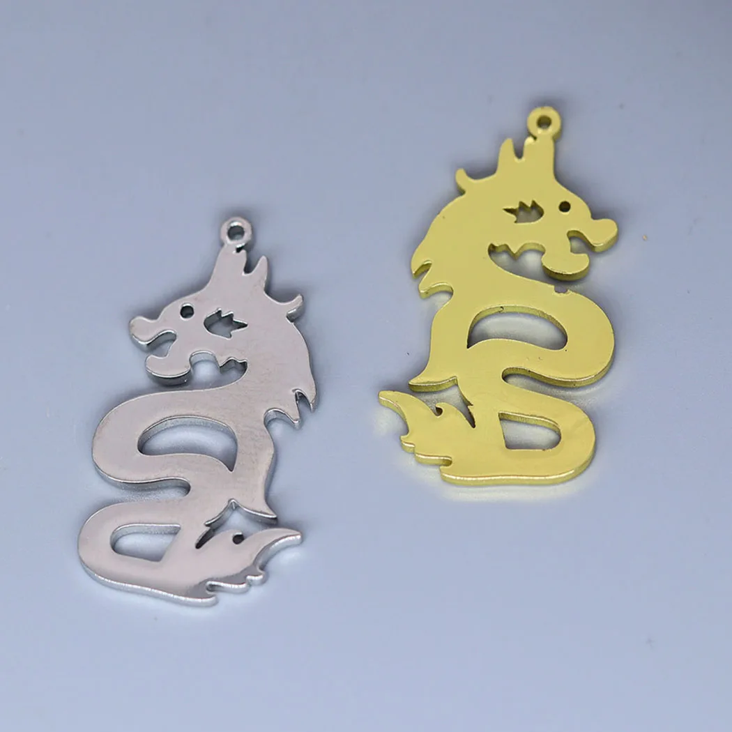 

5pcs/lot Chinese Dragon Charm Pendants Making DIY Stainless Steel Handmade Finding Jewelry