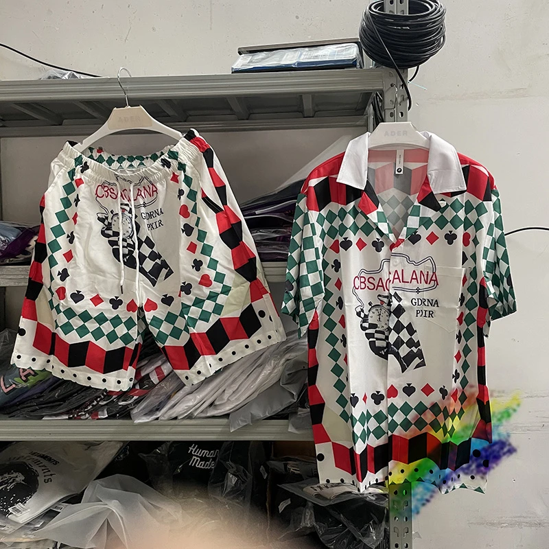 

Casablanca Shirt Men Women Top Quality Playing Card Pattern Hawaiian Shirts Tee
