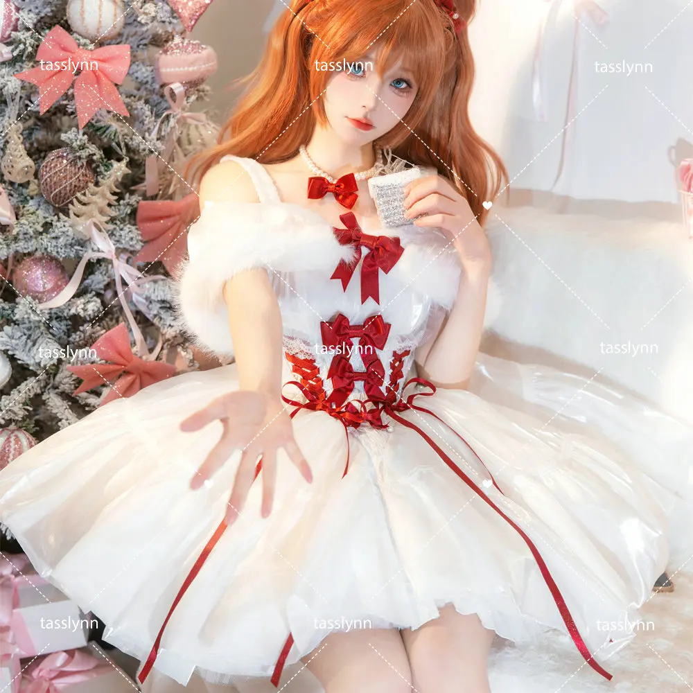 Платье горничной в стиле Лолиты Asuka Langley Soryu кавайные рождественские наряды