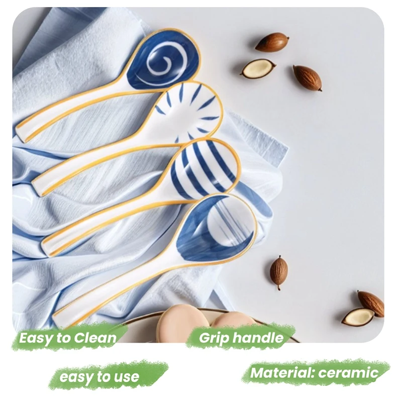 Керамические ложки для супа набор японских суповых ложок с длинной ручкой