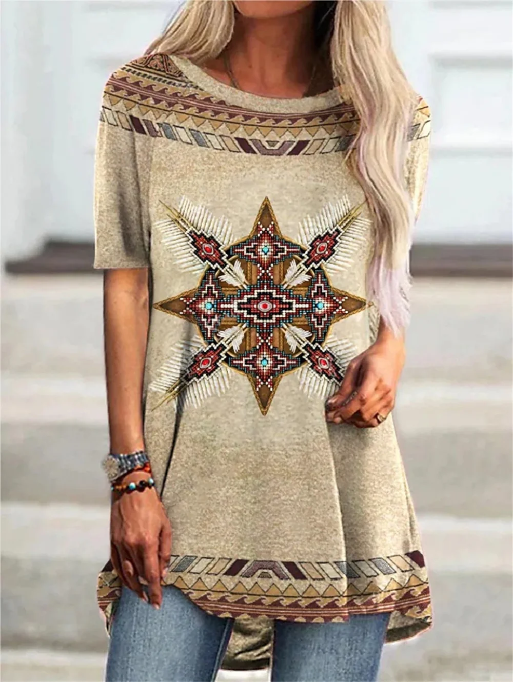 

Ethnic Style T-Shirts Indian 3D Print Streetwear Women's Casual Fashion Oversized Short Sleeve T Shirt Female Tees Tops Clothing