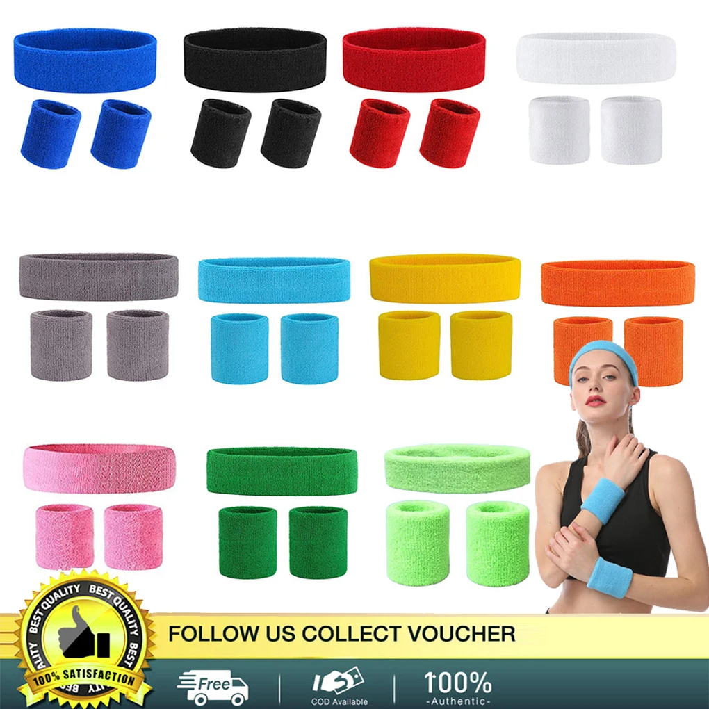 

3PCS/Set Sports Sweat Headband Bandstretch Elastic Mens Running Wristband Women Gym Basketball Tennis Headwrap