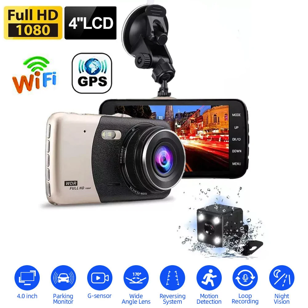 

Dash Cam WiFi Full HD 1080P Car DVR Rear View Camera Car Video Recorder Night Vision Auto Dashcam Camera GPS Tracker Black Box