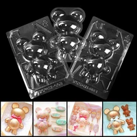 3pcsset large size cute teddy bear chocolate mold plastic cake design mousse wedding cake topper decorating gift pastry mold