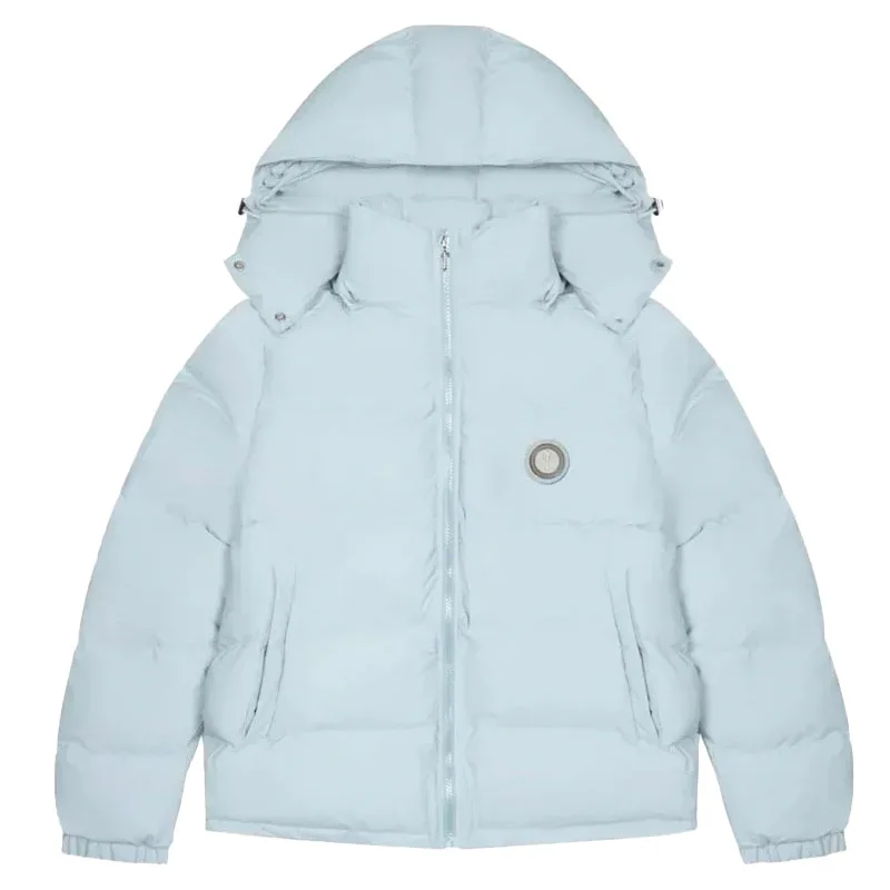 

Trapstar London Men's Detachable Hooded Down Jacket Ice Blue Top Quality Fleece Activewear Women's Winter Warm Clothing
