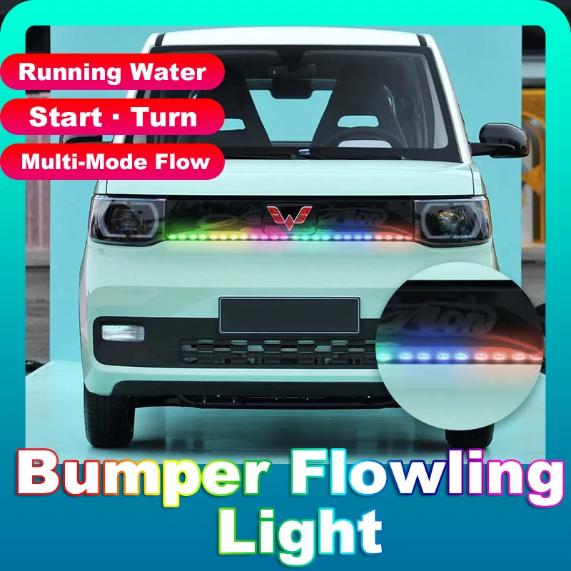

Universal Car Decorative Grille Light Bumper Strip Light RGB LED flowling Waterproof RGB Colorful Water Lamp for 12-24V