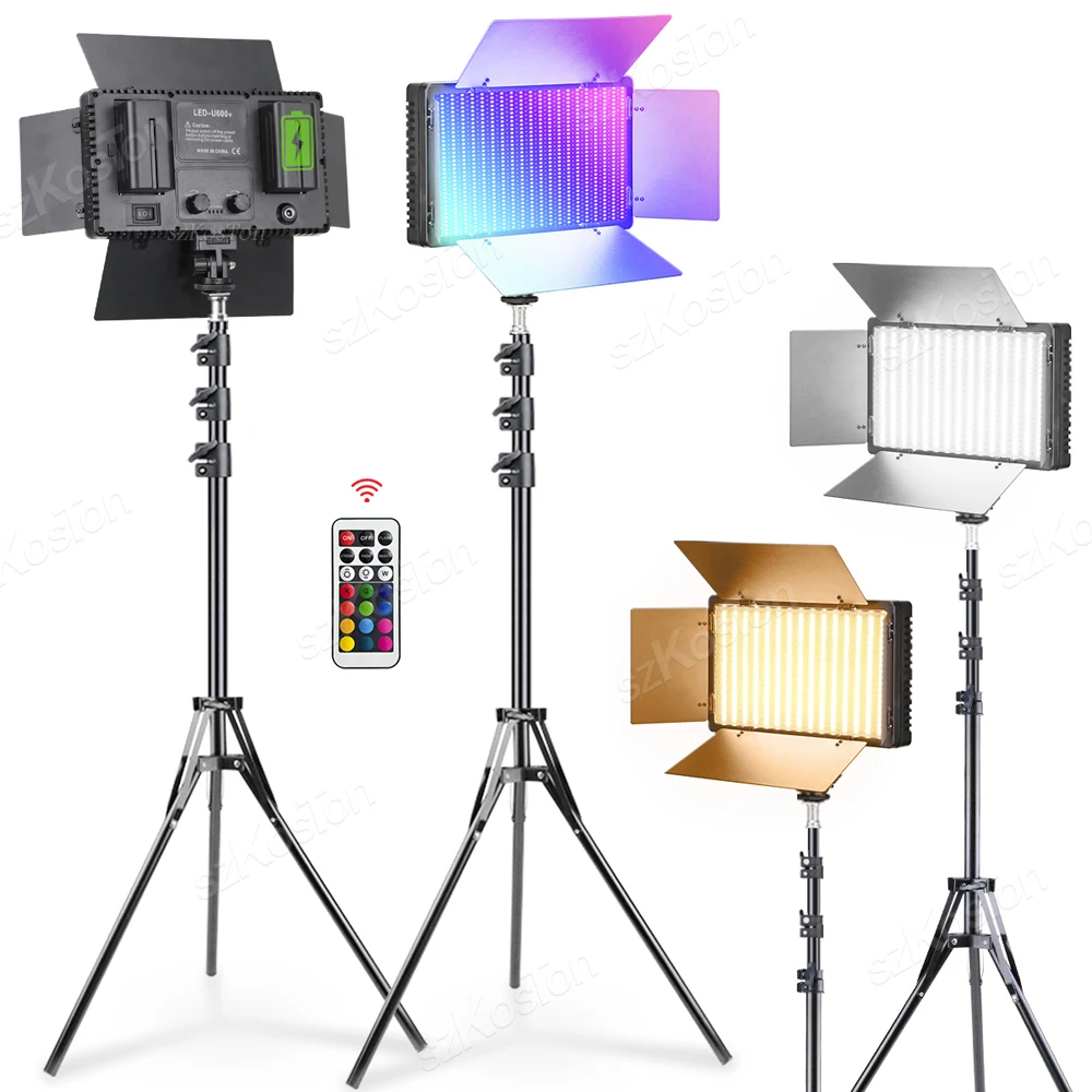 

U600 RGB LED Video Light Studio Lights Panel Lamp 3200-5600K Continuous Output Lighting Kit for YouTube Portrait Video Shooting