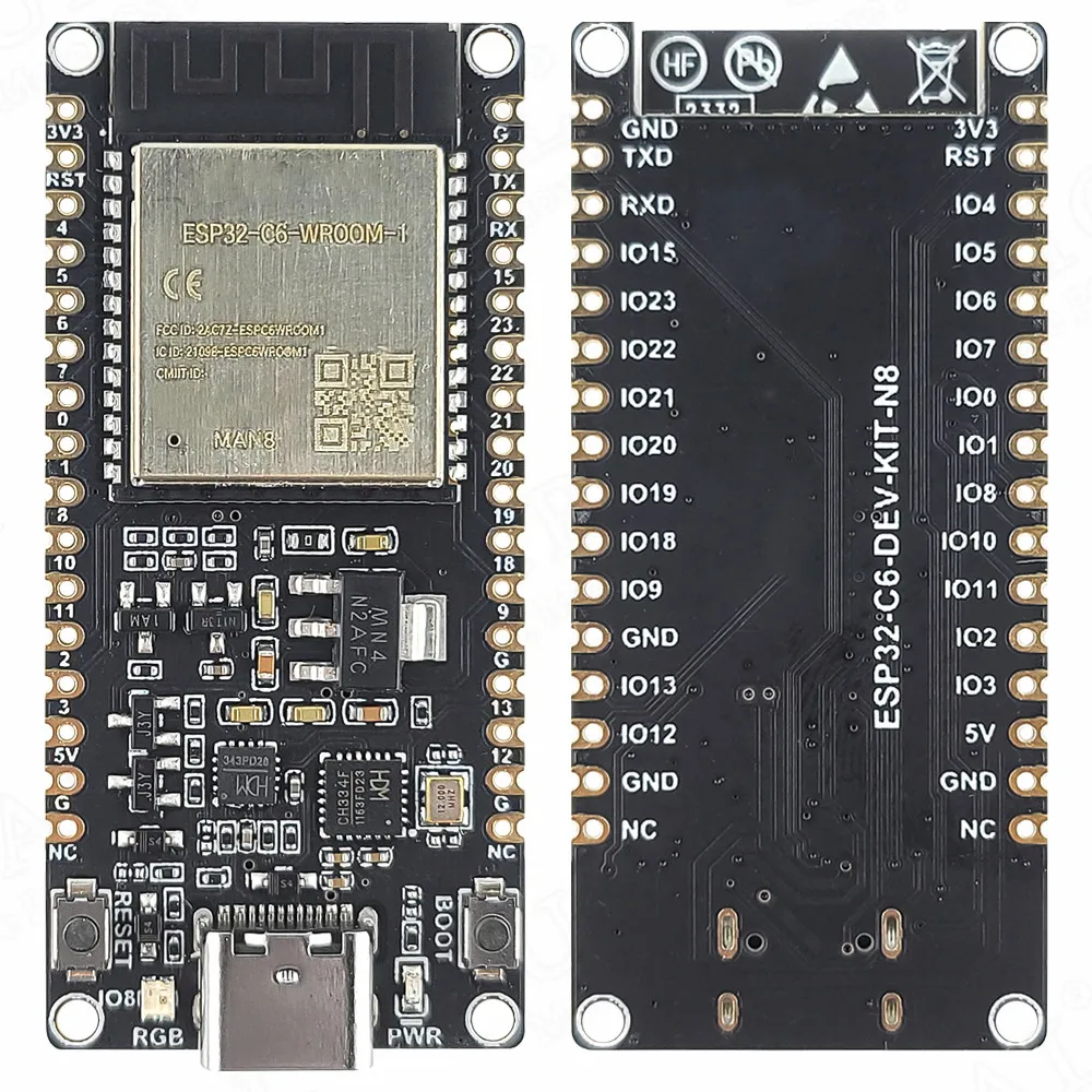 Макетная плата ESP32 C6 Модуль BT Wi-Fi RISC-V MCU 8 МБ флэш-памяти ESP32-C6-WROOM-1-N8 WiFi6 BT5.0