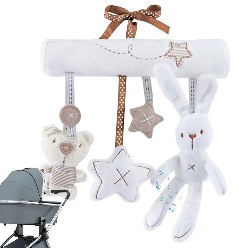 

Carseat Toys For Infants Hangings Animal Plush Toys With Red Light Plush Cute Rabbit Star Newborn Babies Music Hangings Bed