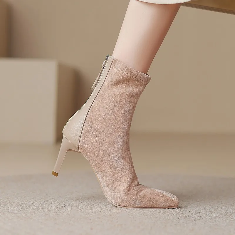 Ботинки-носки телесного цвета женские эластичные ботинки Новинка 2023 летние