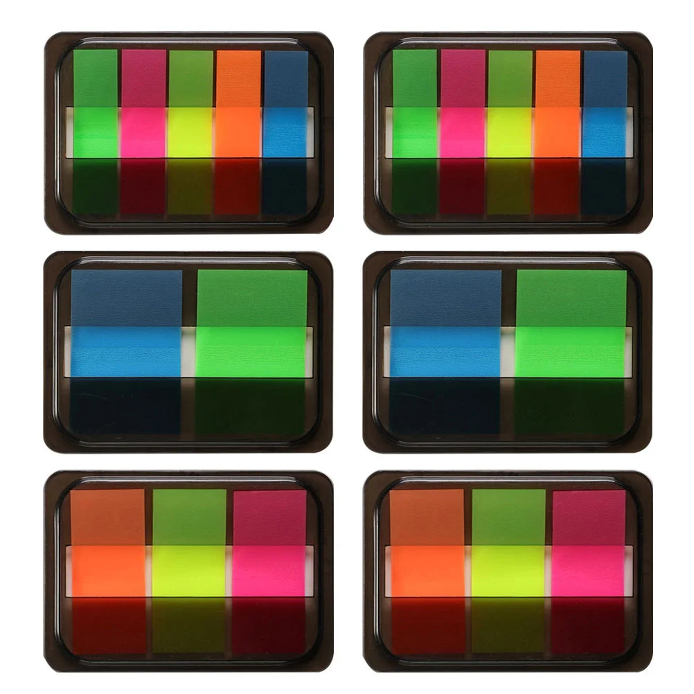 

6 Boxes of Adhesive Stickers for Notepad Fluorescent Indicator Stickers Notepad Sign Labels