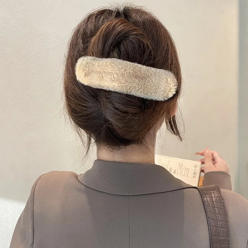 

New In Korean Winter Faux Fur Hair Clip Barrettes Women Girls Duckbill Large Hairpins Grip Clip Hair Styling Tools Accessories