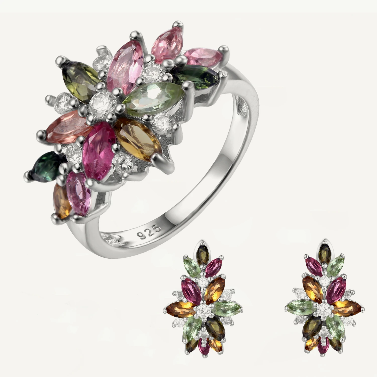 

GEM'S BALLET 100% 925 Sterling Silver Garnet Agate Tourmaline Gemstone Birthstone Ear Studs Earrings Fine Jewelry Wholesale