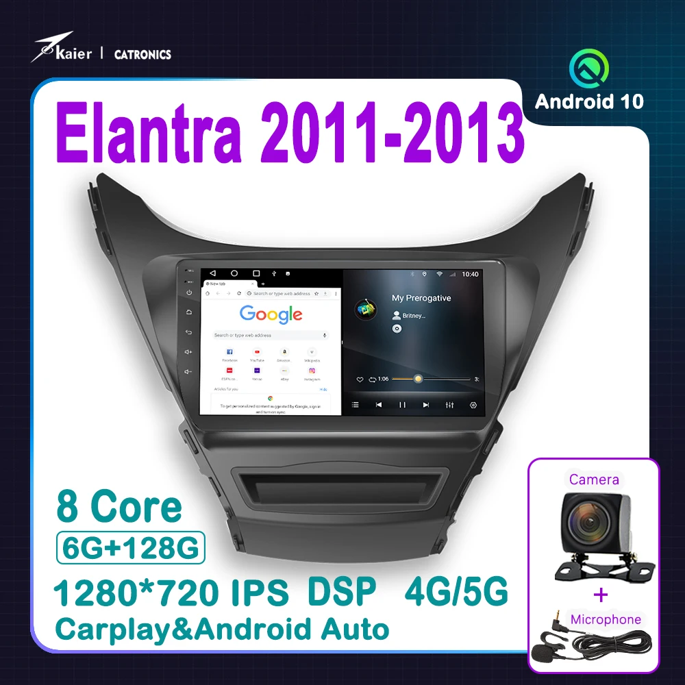 

Kaier для Elantra 2011-2013 OCTA CORE Android 10 автомобильный DVD-стерео-проигрыватель мультимедийный видеоплеер Carplay GPS DSP
