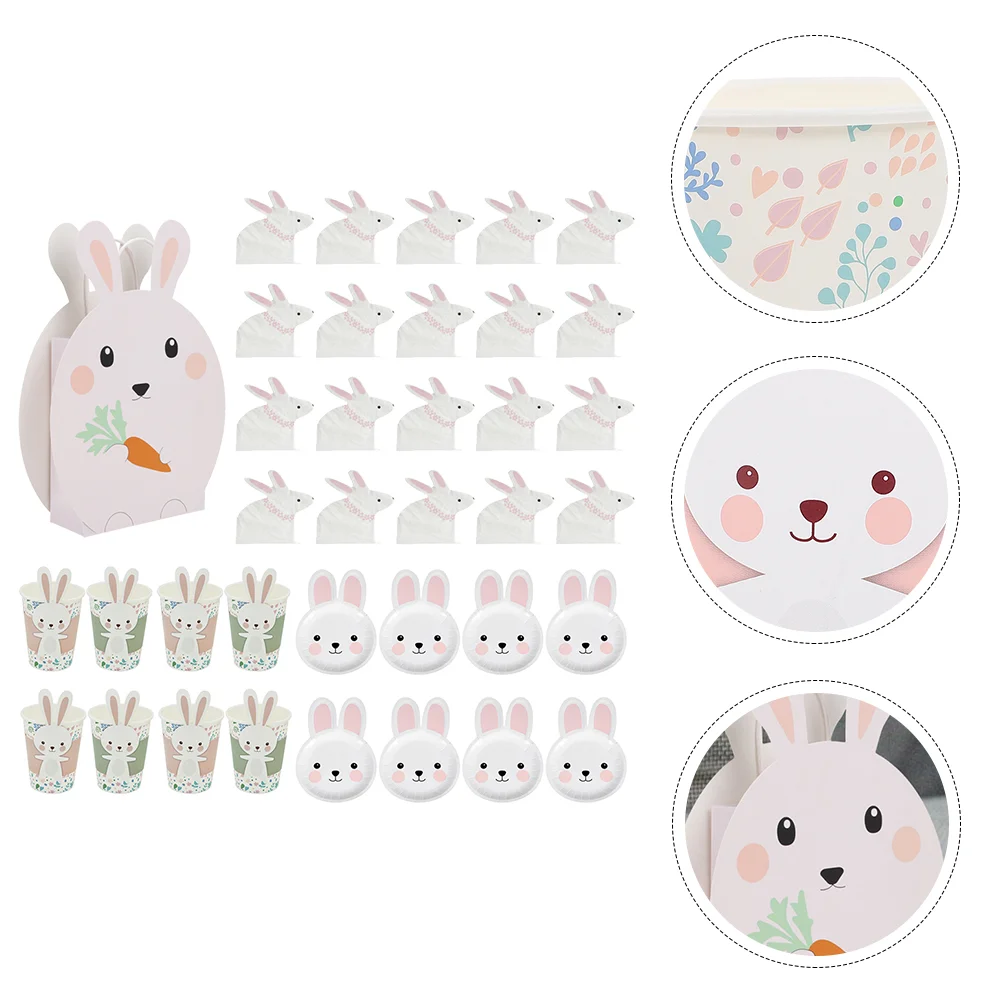 

Bunny Easter Paper Napkins Cups Party Cup Tableware Plate Forplates Rabbit Set Dinnerware Service Disposable