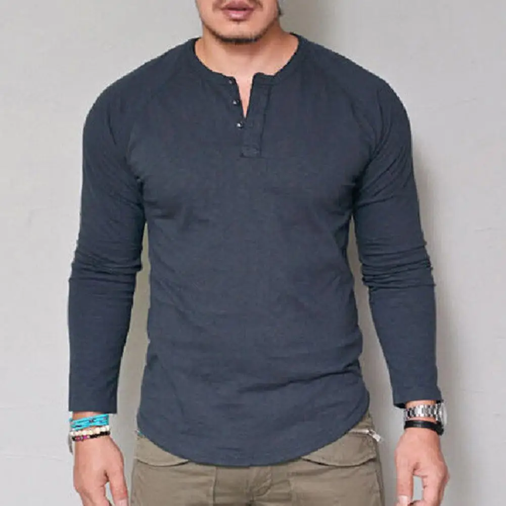 

Men Casual Long Sleeve Blouse Solid Color Blouse Long Sleeve for Daily Wear
