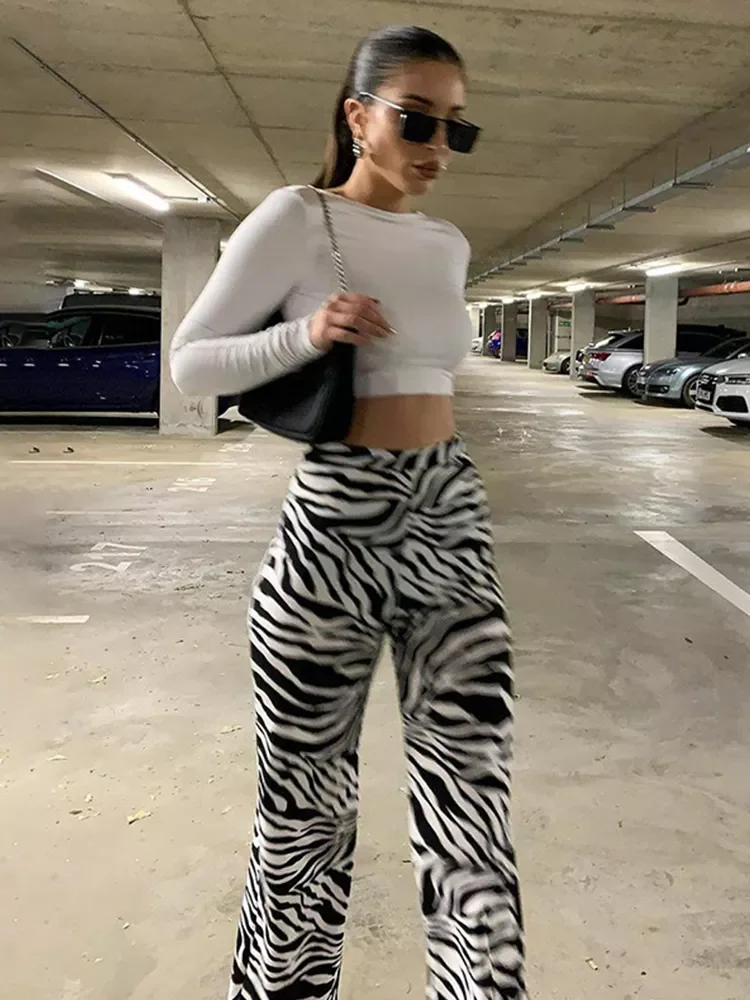 

Zebra Print Wide Leg Pants Trousers Sexy High Waist Autumn Women New 2020 Fashion Casual Female Trousers Streetwear