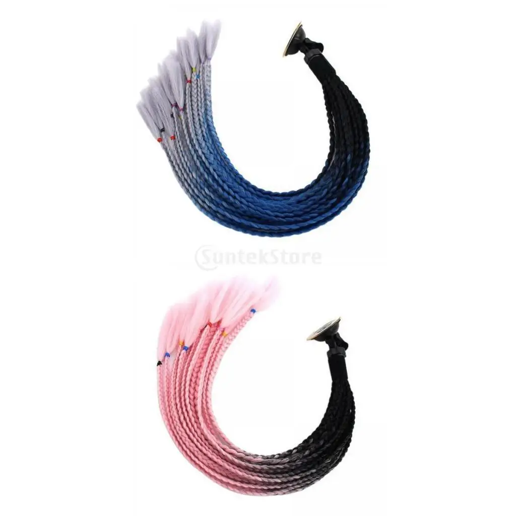 

2 Pieces 55cm Hair Pigtail Gradient Ponytail for Motorcycle