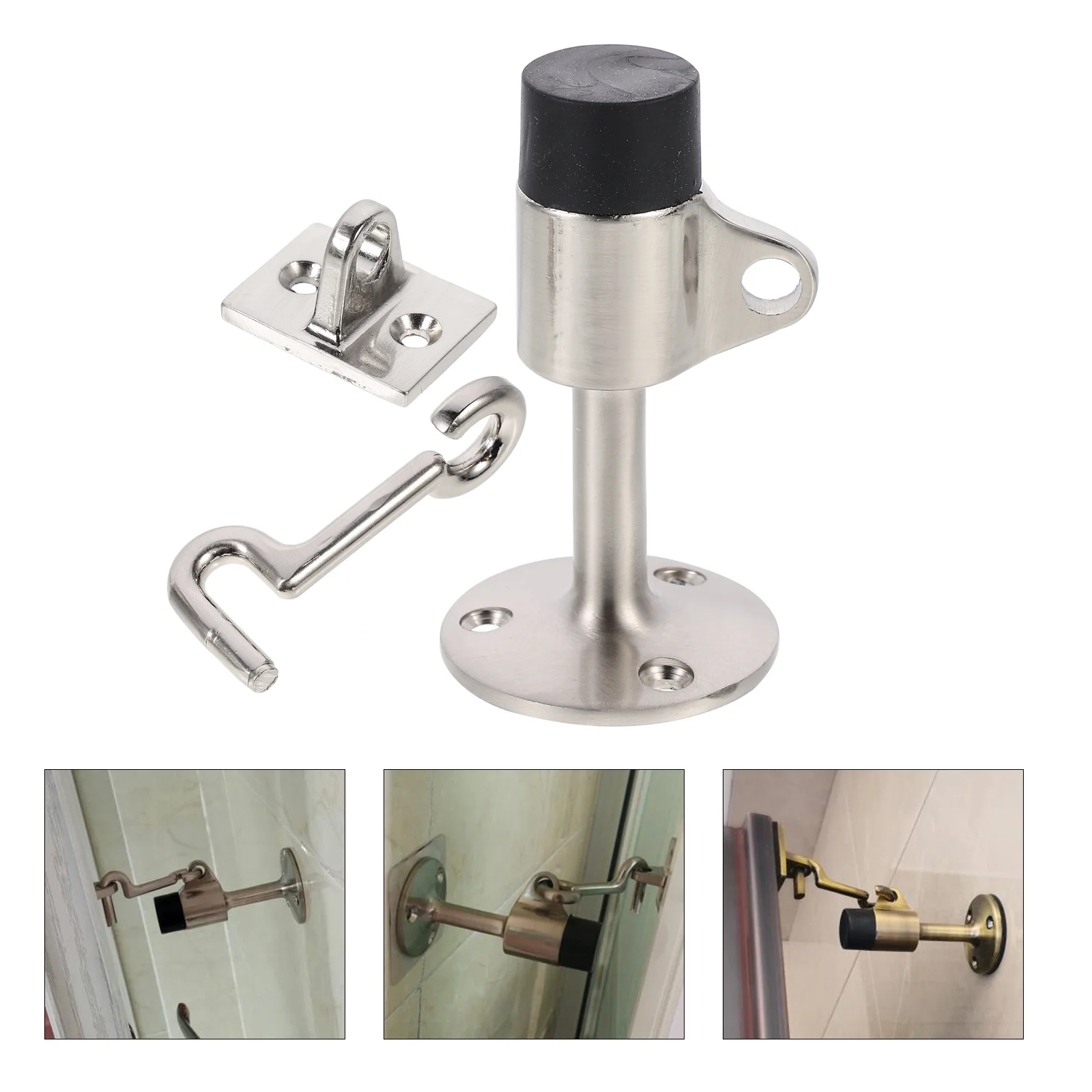 

Door Stopper Stopwindproof Wall Household Anti Collision Catch Stoppers Floor Punch Mount Non Spring Alloy Zinc Gatesteel Safety