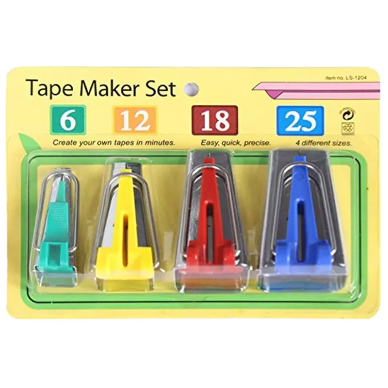 

Set Of 4 Size Fabric Bias Tape Makers Set 6MM 12MM 18MM 25MM Binding Tool Sewing Quilting 5BB5086