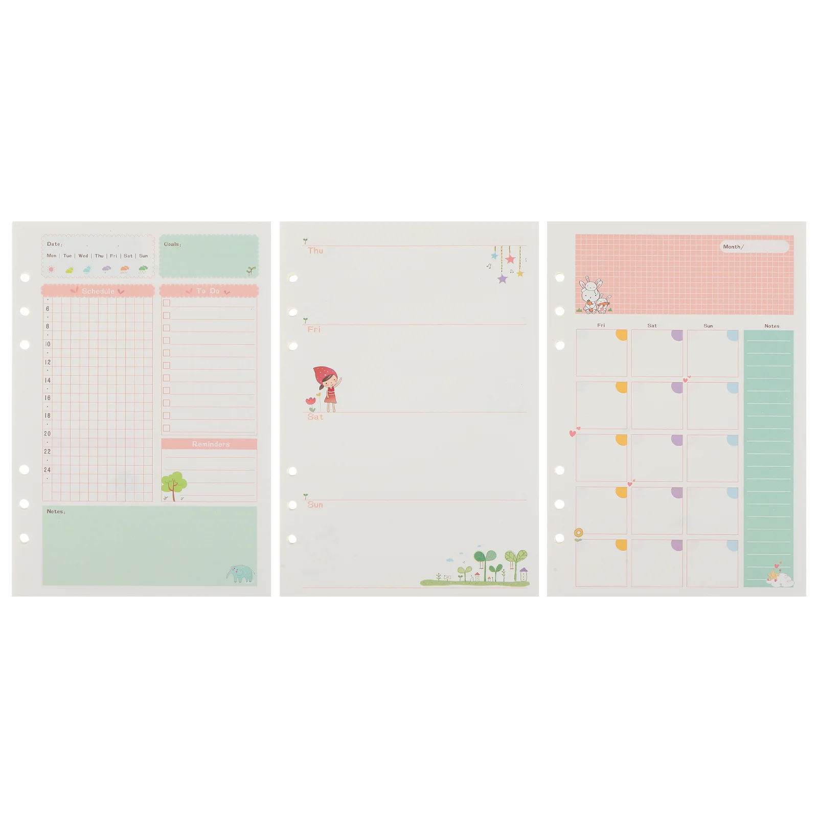 3Pcs Schedule Notebook Core Loose-Leaf Refill Papers Notepad Replacement Core Papers
