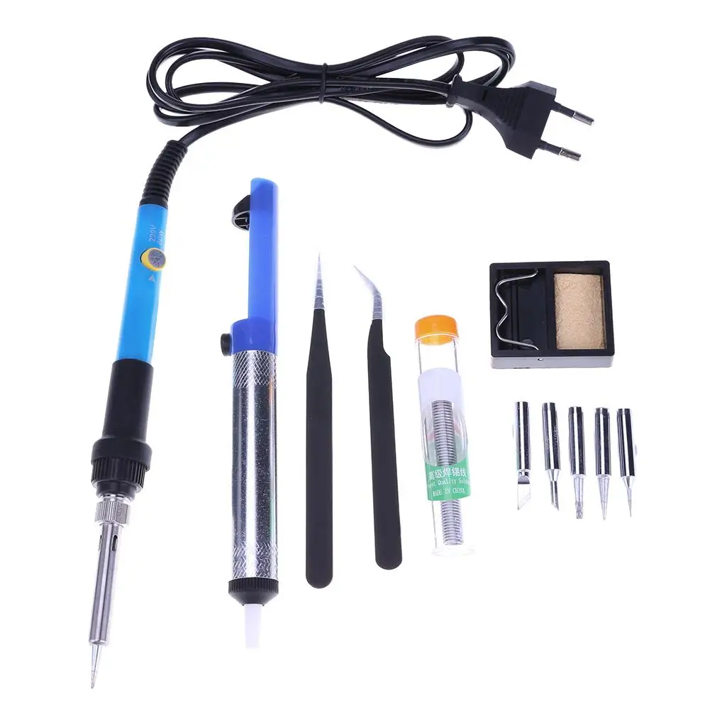 

EU 220V 60W Electric Soldering Iron Set Temperature Adjustable LCD Welding Tool Ceramic Heater Soldering Iron Head Desoldering