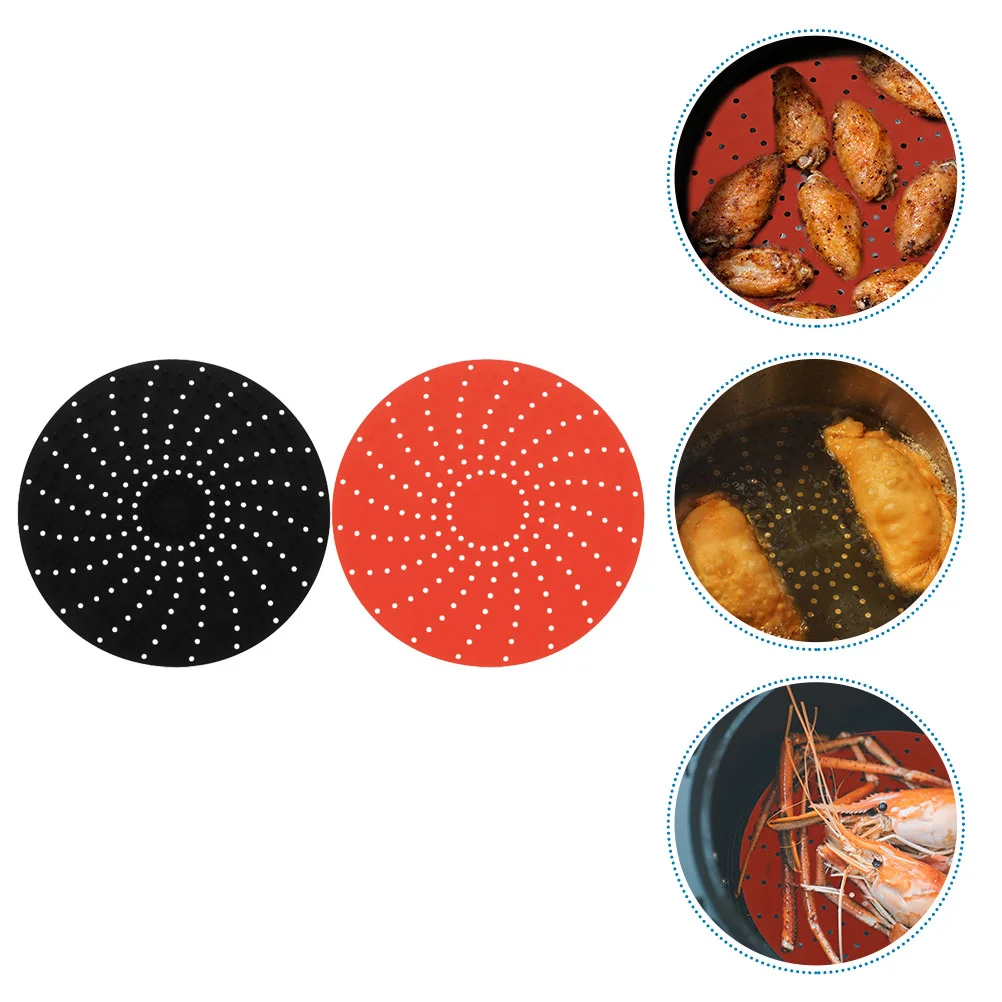 

Air Fryer Silicone Liners Parchment Paper Baking Pot Steamer Perforated Mat Sheets Inserts Reusable Mats