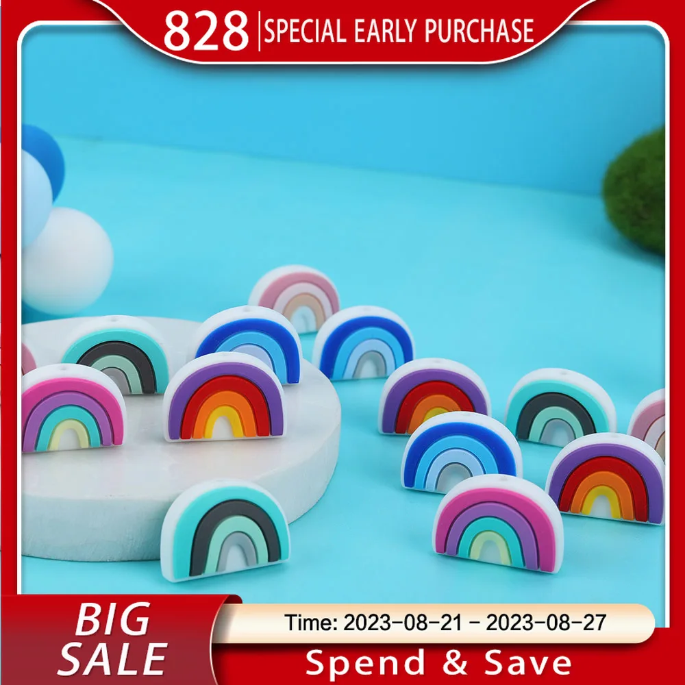 10 шт., радужные силиконовые бусины для изготовления ювелирных изделий 10 шт., радужные силиконовые бусины для изготовления ювелирных изделий