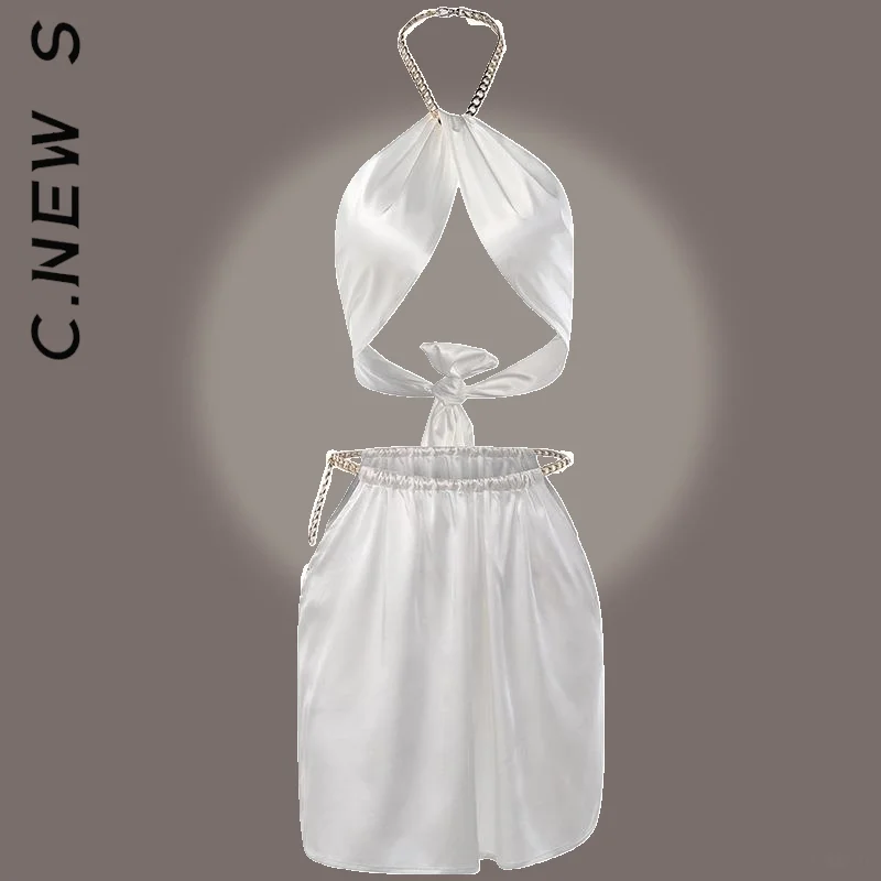 C.New S Halter ажурный укороченный без рукавов с открытыми плечами сексуальное