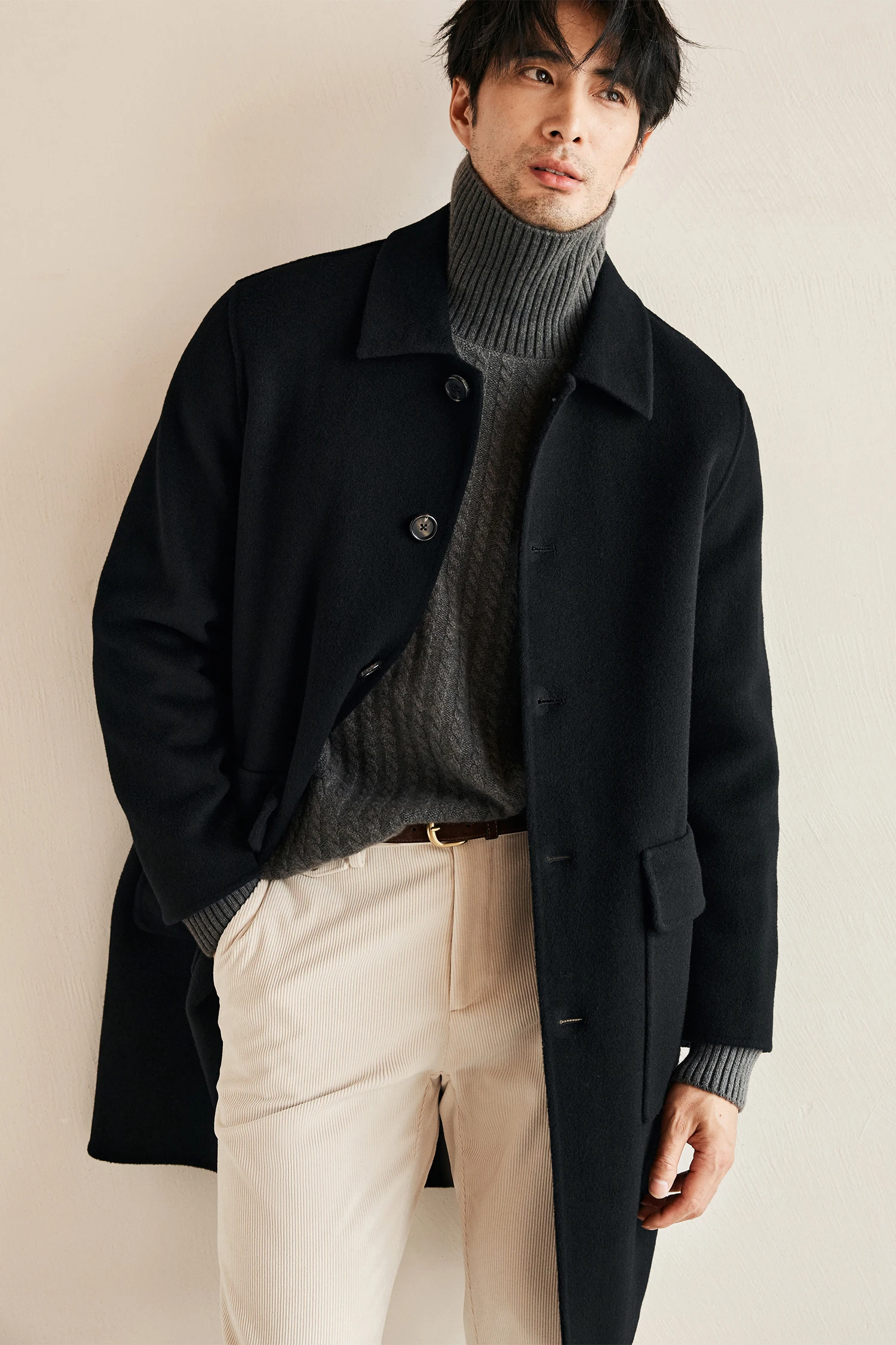 Milan Elite Gentleman массивное двустороннее шерстяное пальто средней длины с лацканами