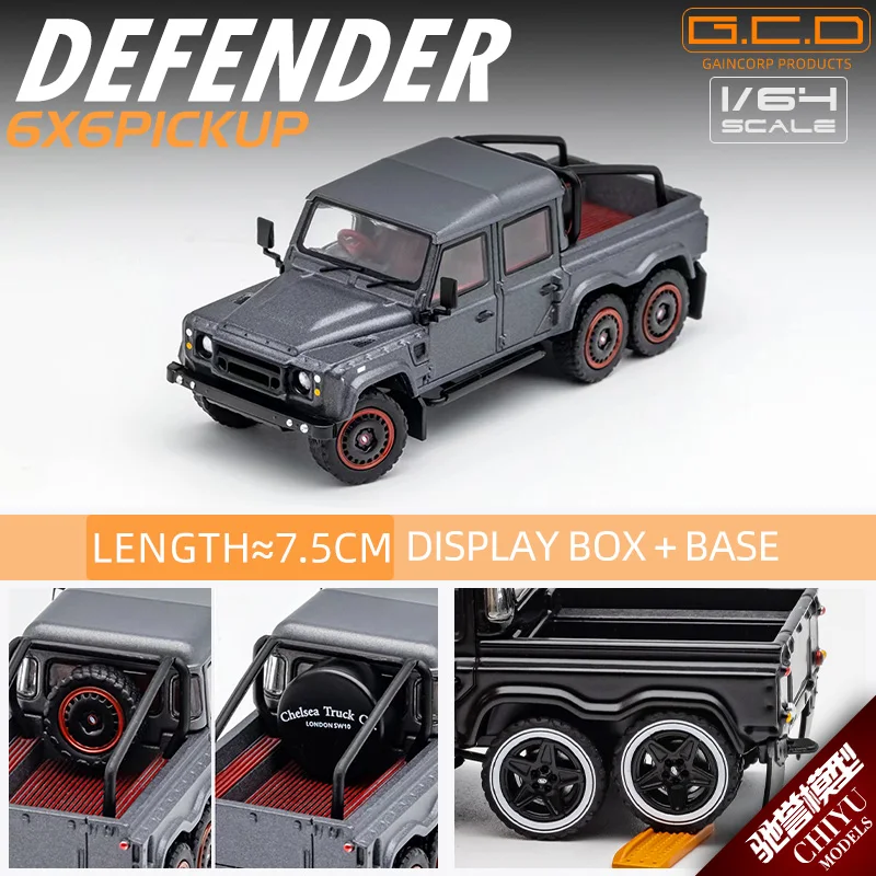 

GCD 1:64 Land Rover Defender 6X6 Off-Road Edition Version with Shock Absorbing Alloy Diecast Car Model Small Scale Static