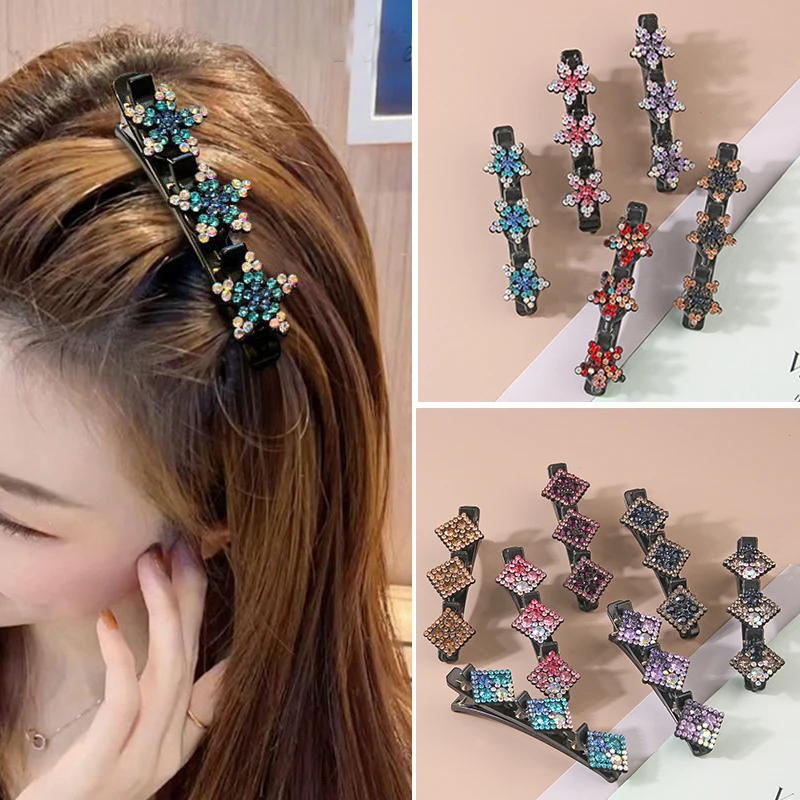 

Korean Style Acrylic Crystal Flowers Hair Clips Braid Hairpins for Women Girl Clip Bangs Side Barrettes Hair Accessories