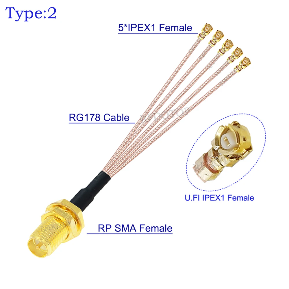 1 шт. RG-178 SMA к разветвителю мама на 5 x U.fl RG178 кабель WIFI удлинитель антенны перемычка