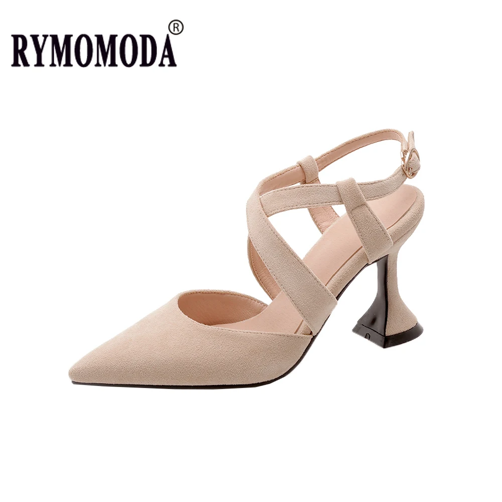 

Sandals Women Summer Flock Pointed Cross Strap High Heels Slingback Lady Shoe Wine Cup Heel Red Wedding Shoes Bride Big Size 43