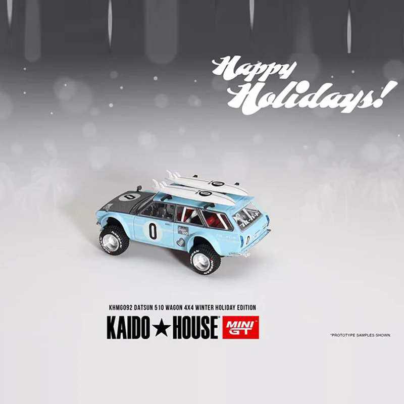 Миниатюрная модель автомобиля Datsun 510 Wagon 4x4 зимнего праздника KHMG092 KAIDOU