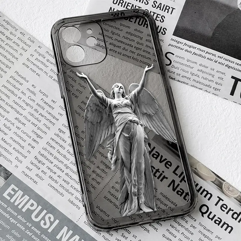 

For iphone 14promax 13 12 11 x Series personality creative transparent retro Cherangel all-inclusive fall-proof phone case