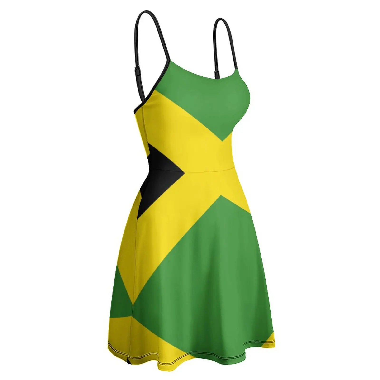 Экзотическое женское платье на бретельках с ярким флагом забавными